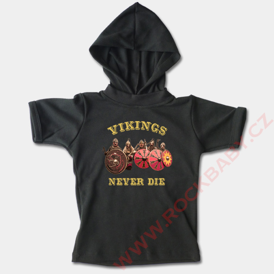 Dětské tričko s kapucí, krátký rukáv - Vikings Never Die