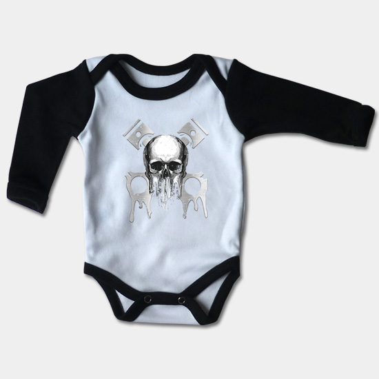 Kojenecké body dlouhý rukáv - Lebka a písty