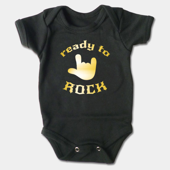 Kojenecké body krátký rukáv - Ready to Rock - zlat